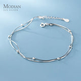 Double Layer Snake Chain Anklet w/ Heart Clasp