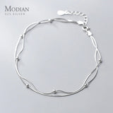 Double Layer Snake Chain Anklet w/ Heart Clasp