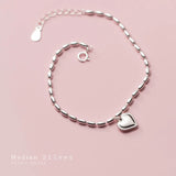 925 Silver Heart Bracelet for Women Adjustable Chain Fine Jewelry