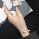 925 Silver Heart Bracelet for Women Adjustable Chain Fine Jewelry