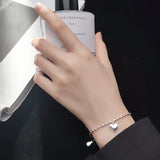 925 Silver Heart Bracelet for Women Adjustable Chain Fine Jewelry