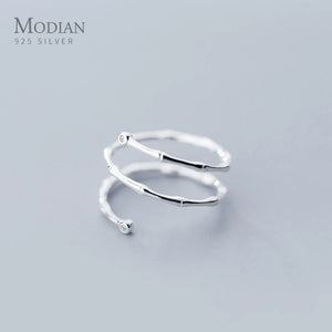925 Silver Minimalist Slub Rings Adjustable Finger Ring Plant Jewelry