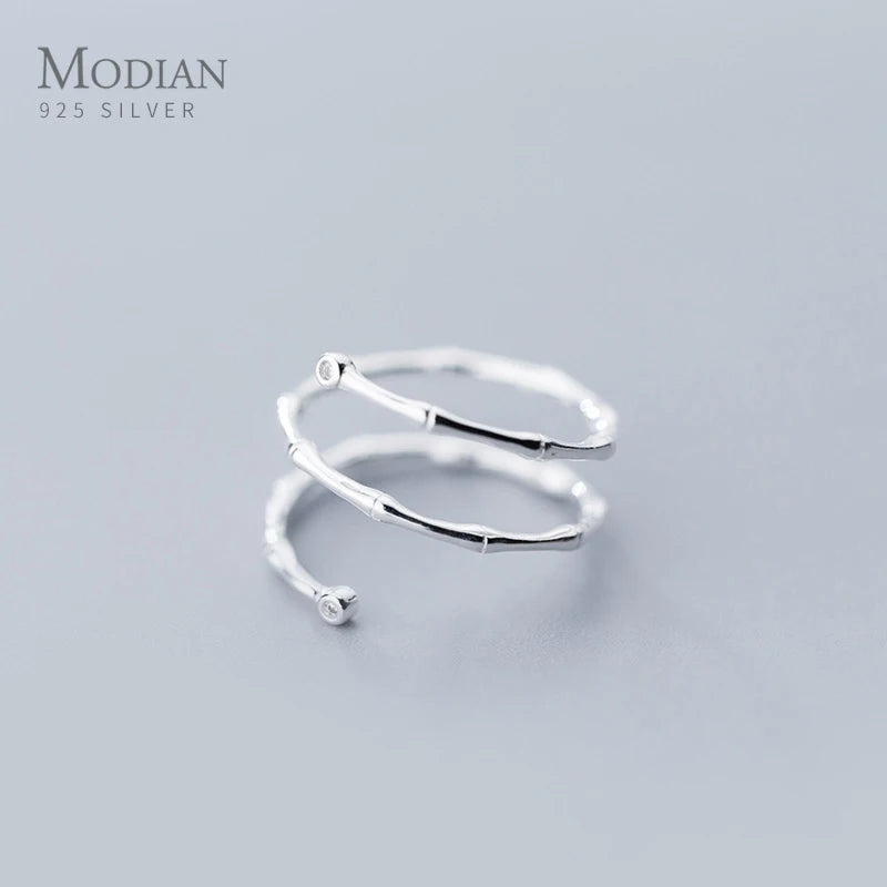 925 Silver Minimalist Slub Rings Adjustable Finger Ring Plant Jewelry
