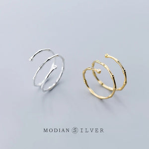 925 Silver Minimalist Slub Rings Adjustable Finger Ring Plant Jewelry
