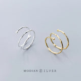 925 Silver Minimalist Slub Rings Adjustable Finger Ring Plant Jewelry