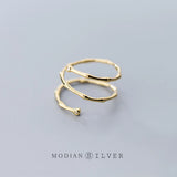 925 Silver Minimalist Slub Rings Adjustable Finger Ring Plant Jewelry