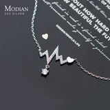 925 Silver Zircon Heartbeat Pendant Necklace for Women