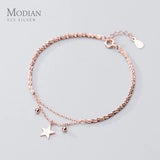 925 Silver 3 Star Adjustable Bracelet Bangle Women Chain Jewelry