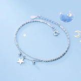 925 Silver 3 Star Adjustable Bracelet Bangle Women Chain Jewelry