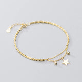 925 Silver 3 Star Adjustable Bracelet Bangle Women Chain Jewelry