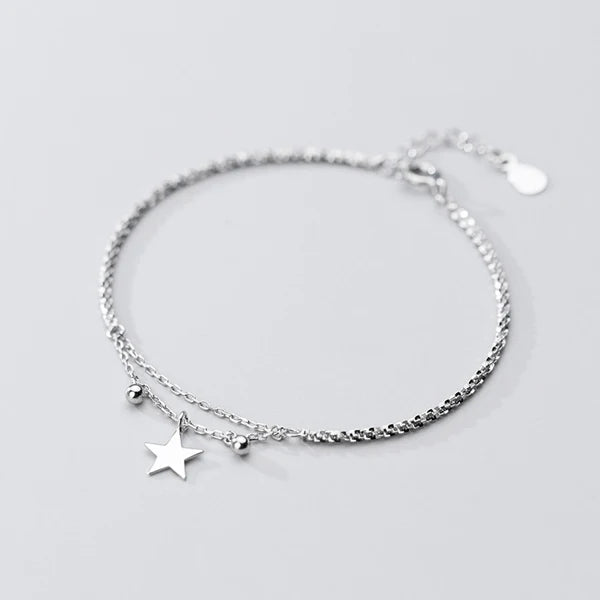 925 Silver 3 Star Adjustable Bracelet Bangle Women Chain Jewelry