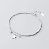 925 Silver 3 Star Adjustable Bracelet Bangle Women Chain Jewelry