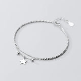 925 Silver 3 Star Adjustable Bracelet Bangle Women Chain Jewelry