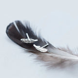 925 Silver Lucky Feather Tree Leaf Stud Earrings For Women