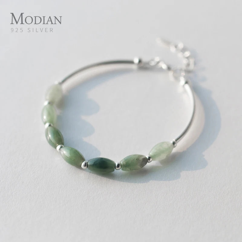 Green Crystal Charm Bracelet 925 Sterling Silver Fine Gift