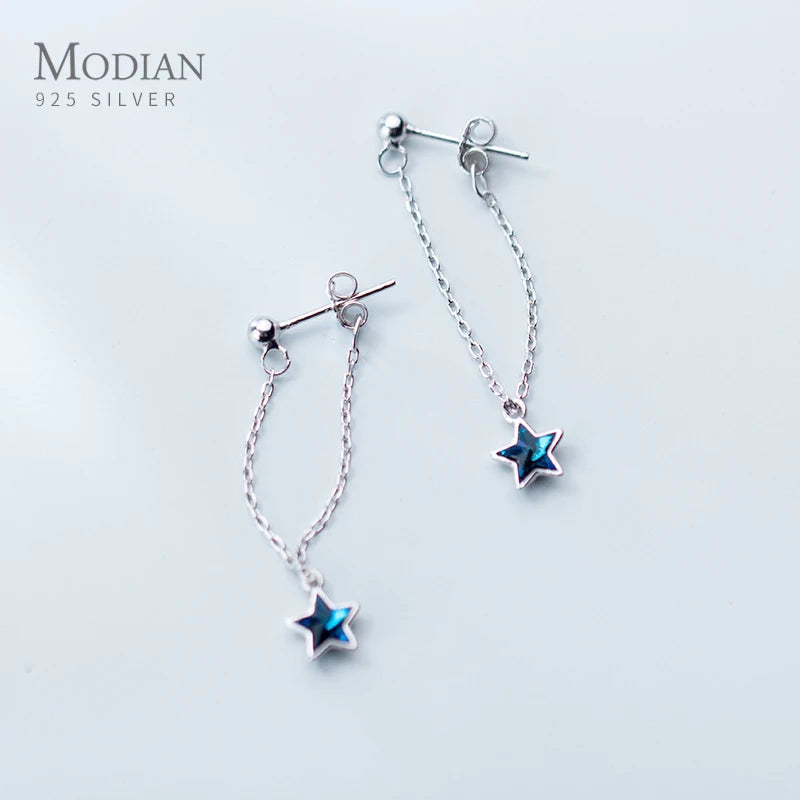 Sparkling Crystal Drop Earrings 925 Sterling Silver Dangle Jewelry