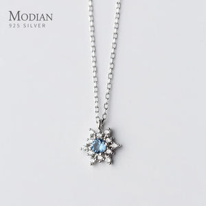 Luminous CZ Snowflake Silver Pendant Necklace