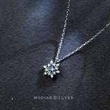 Luminous CZ Snowflake Silver Pendant Necklace