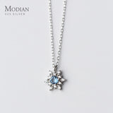 Luminous CZ Snowflake Silver Pendant Necklace