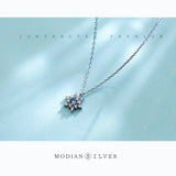 Luminous CZ Snowflake Silver Pendant Necklace