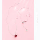 925 Sterling Silver Red Crystal Necklace Pendant Women Jewelry