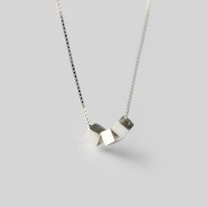 925 Sterling Silver Cube Charm Pendant Necklace for Women