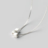 925 Sterling Silver Cube Charm Pendant Necklace for Women