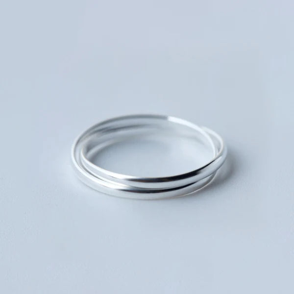 Sterling Silver 925 Multi-Layer Slim Ring for Women