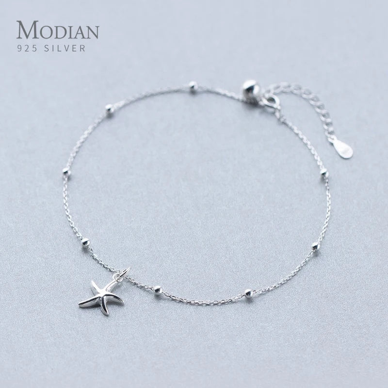925 Silver Starfish Anklet Chain for Women