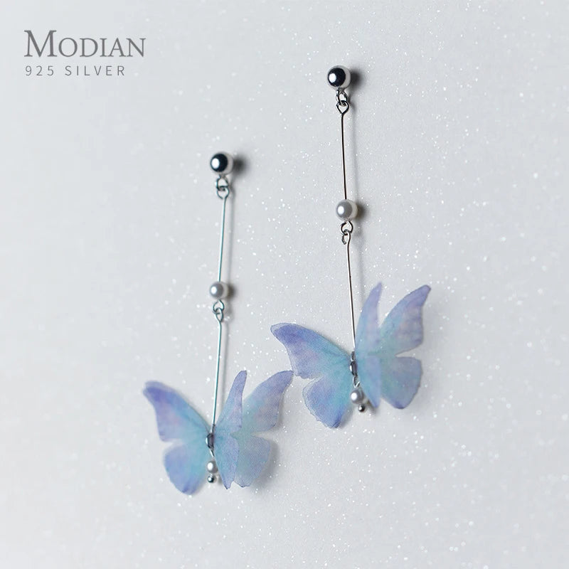 Butterfly Pearl Drop Earring 925 Sterling Silver Dangle Fine Jewelry