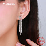 Sterling Silver Tassel Drop Earrings Clear CZ Dangle Jewelry