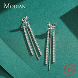 Sterling Silver Tassel Drop Earrings Clear CZ Dangle Jewelry