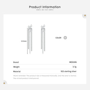 Sterling Silver Tassel Drop Earrings Clear CZ Dangle Jewelry