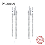 Sterling Silver Tassel Drop Earrings Clear CZ Dangle Jewelry