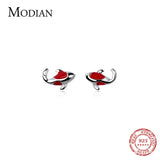 Mini Lucky Fish Stud Earrings 925 Silver Anti-Allergy Ear Pin Jewelry
