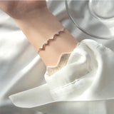CZ Geometric Wave Silver 925 Bracelet for Women Korea Style Jewelry