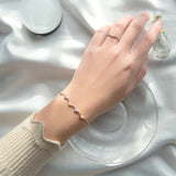 CZ Geometric Wave Silver 925 Bracelet for Women Korea Style Jewelry