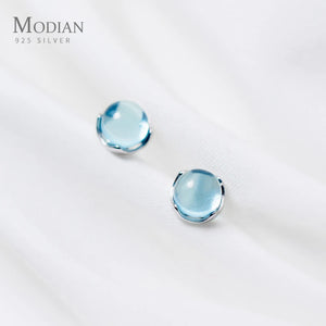 Opal Round Stud Earrings 925 Sterling Silver Women Jewelry Gift