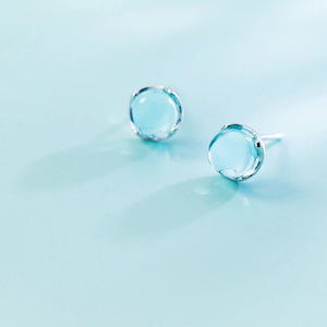 Opal Round Stud Earrings 925 Sterling Silver Women Jewelry Gift