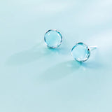 Opal Round Stud Earrings 925 Sterling Silver Women Jewelry Gift