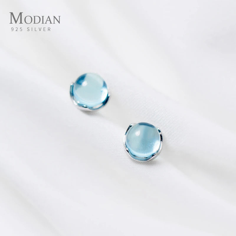 Opal Round Stud Earrings 925 Sterling Silver Women Jewelry Gift