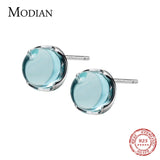 Opal Round Stud Earrings 925 Sterling Silver Women Jewelry Gift