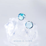Opal Round Stud Earrings 925 Sterling Silver Women Jewelry Gift