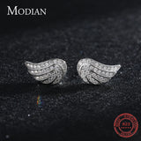 CZ Angel Wings Stud Earrings 925 Silver Fine Jewelry