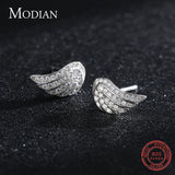 CZ Angel Wings Stud Earrings 925 Silver Fine Jewelry