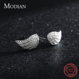 CZ Angel Wings Stud Earrings 925 Silver Fine Jewelry