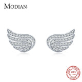 CZ Angel Wings Stud Earrings 925 Silver Fine Jewelry