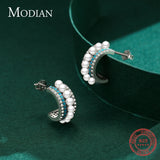 925 Sterling Silver Turquoise Ear Studs Pearl Charm Earrings