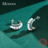 925 Sterling Silver Turquoise Ear Studs Pearl Charm Earrings