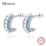 925 Sterling Silver Turquoise Ear Studs Pearl Charm Earrings